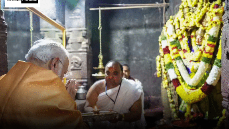 Modi in Andhra: PM dons veshti, offers prayers at Srisailam Temple