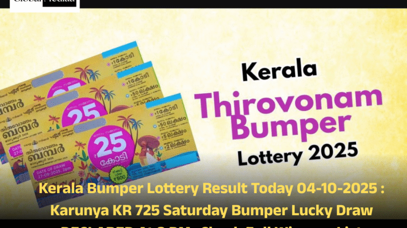 Kerala Bumper Lottery Result Today 04-10-2025 : Karunya KR 725 Saturday Bumper Lucky Draw DECLARED At 3 PM- Check Full Winners List