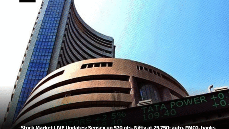 Stock Market LIVE Updates: Sensex up 570 pts, Nifty at 25,750; auto, FMCG, banks shine