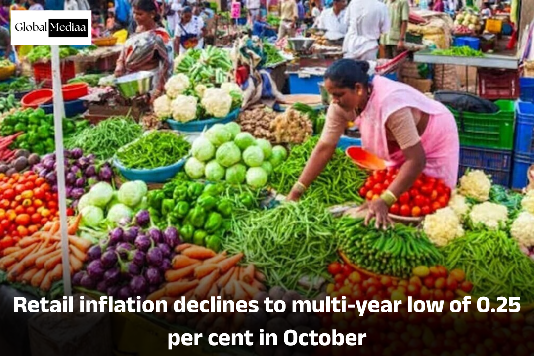 Retail inflation अक्टूबर में 0.25 सेंट के बहु-वर्षीय निम्नतम स्तर तक गिरावट