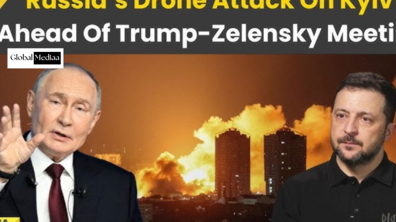 Russian drones, missiles pound Ukraine before Zelenskiy-Trump meeting