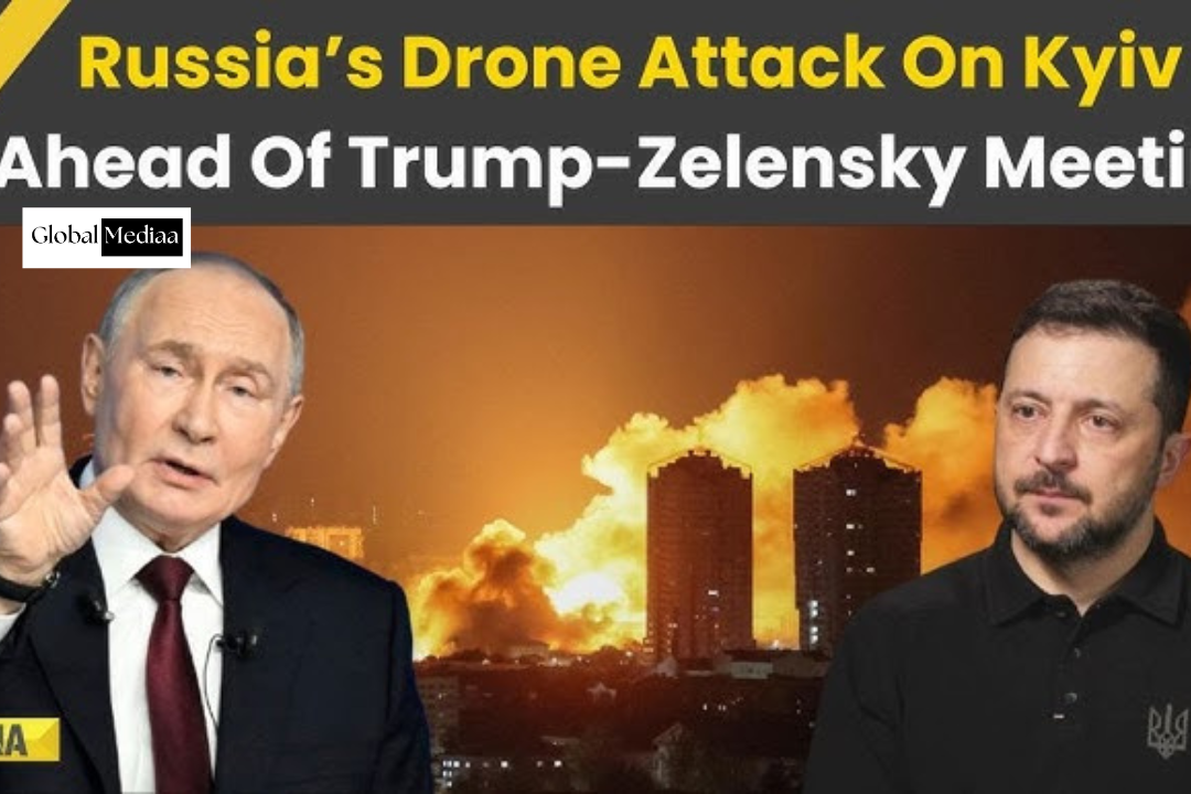 Russian drones, missiles pound Ukraine before Zelenskiy-Trump meeting