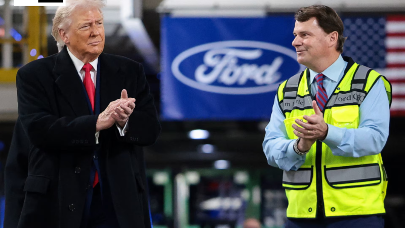 Trump flips off antagonizing worker at Ford plant in Michigan
