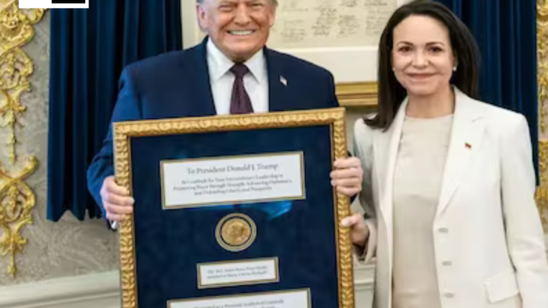 Venezuela’s Machado meets Trump, presents Nobel Peace Prize to him